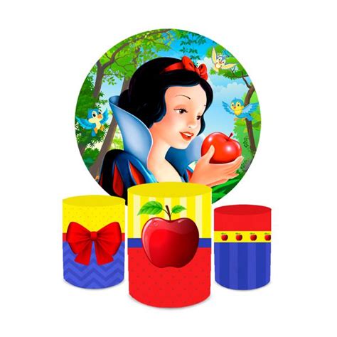 Kit Capa Painel Trio Cilindros Princesa Branca De Neve Maçã Loja