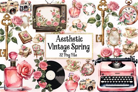 Aesthetic Vintage Spring Clipart Graphic by Ak Artwork · Creative Fabrica