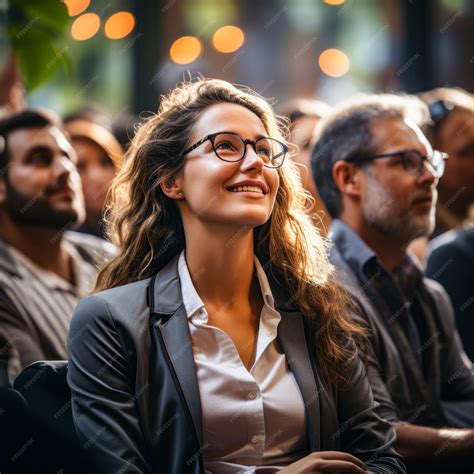 Premium Ai Image A Woman Wearing Square Rimmed Glasses Sitting With