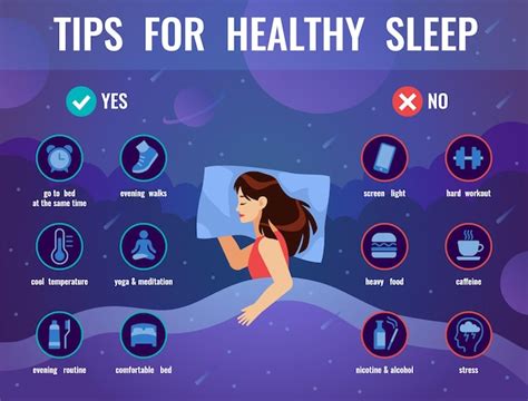 Premium Vector Healthy Sleep Women In Bed With Tips Icons For Good