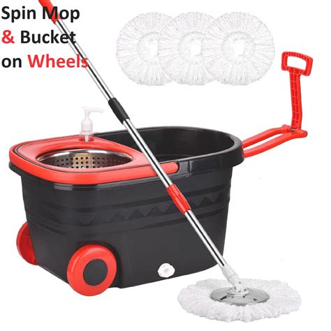 Pulnda Spin Mop And Bucket System Mop And Bucket With Wringer Set Easy