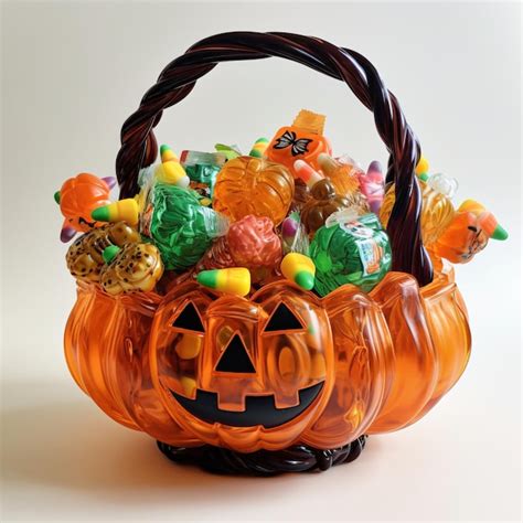 Premium Photo Halloween Basket Full Of Candy