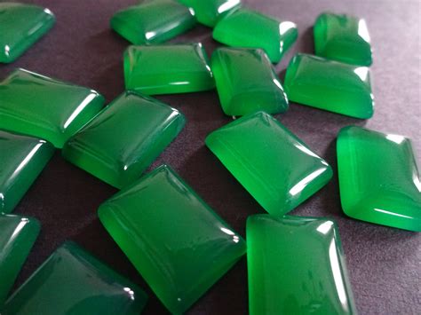 X X Mm Natural Green Agate Gemstone Cabochon Rectangle Cabochon