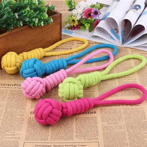 1pcs Puppy Dog Toys Dog Chews Cotton Rope Knot Ball Grinding Teeth Pet