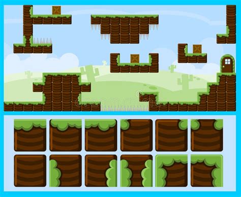 Vector Cartoon Platformer Tileset Pack 1 Tokegameart Pixel Art Images