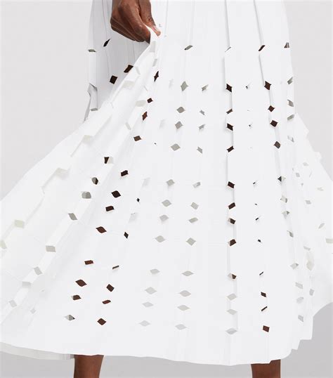 Alaïa white Geometric Ruffle Midi Dress Harrods UK