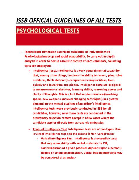 Solution Issb Official Guidelines Of All Tests Studypool