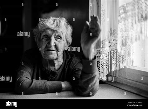 Old Woman Head In Hands Black And White Stock Photos And Images Alamy