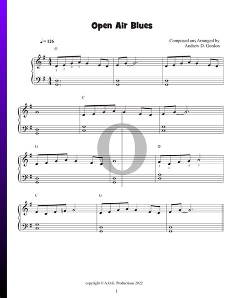 Open Air Blues Andrew D Gordon Piano Sheet Music Oktav