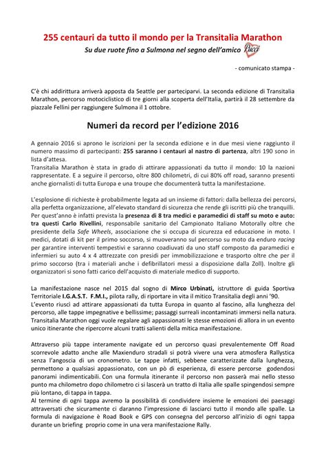 Comunicato Stampa Helvetia 1
