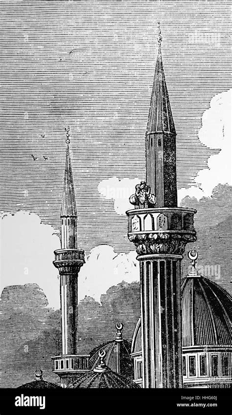 Muezzin calling the faithful to prayer. 1840. A Muezzin is the person ...