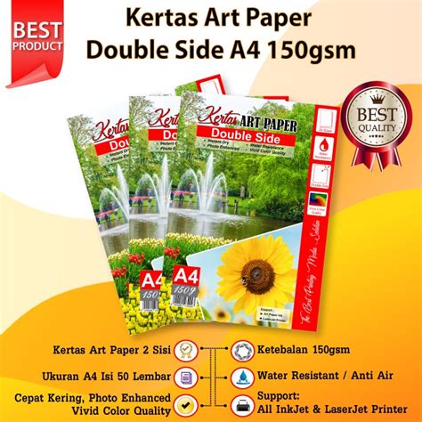 Jual Kertas Art Paper A Gsm Pack Lembar Best Seller Shopee