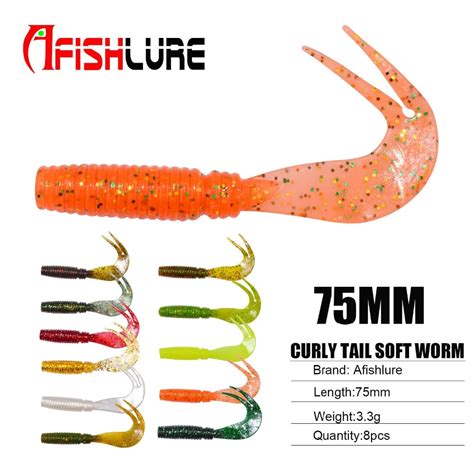 Pcs Lot Afishlure Curly Tail Soft Lure Mm G Forked Tail Fishing