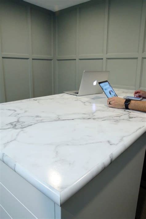 Our Calacatta Marble countertop by Formica in the Home Office--Yeah ...