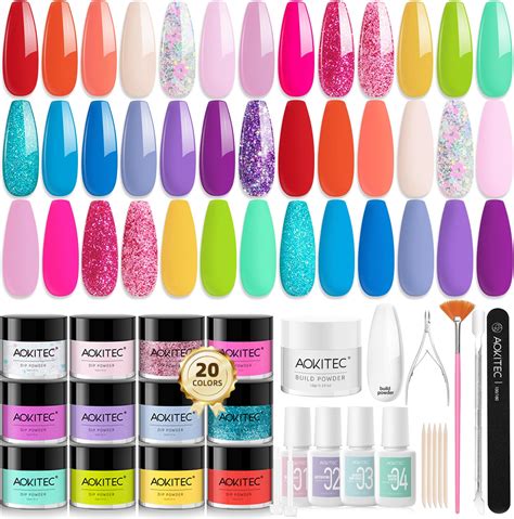 Amazon AZUREBEAUTY 29 Pcs Dip Powder Nail Kit Starter 20 Colors