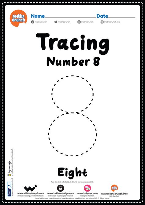 Tracing Number 8 Worksheet For Kids Free Printable Pdf