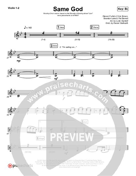 Same God Worship Choir SAB Violin Sheet Music PDF Elevation Worship