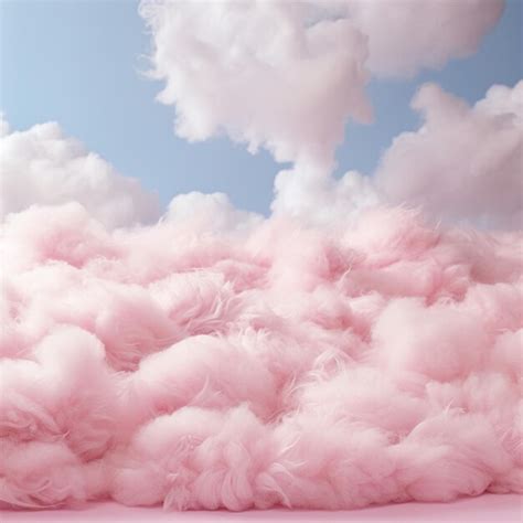 Un Fondo Rosa De Algod N De Caramelo Con Nubes Esponjosas Foto Premium