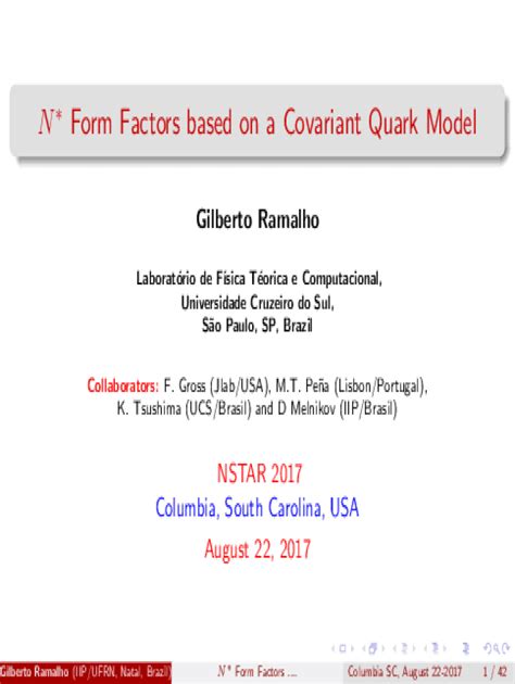 Fillable Online N Form Factors Based On A Covariant Quark Model Fax