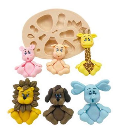 Molde De Silicone Leao Girafa Elefante Porco Rb Elo