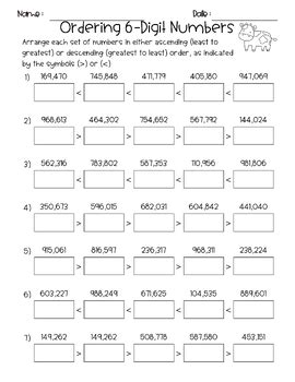 Ordering Digit Numbers Ascending And Descending Practice Worksheet