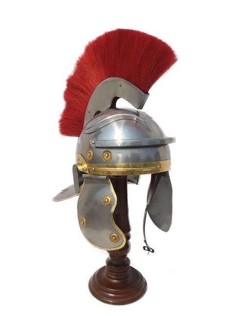 Roman Centurion Officer Red Plume Armour Helmet Steel Adult Etsy