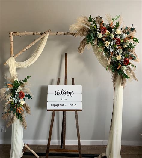 2pcs Wedding Arch Silk Flowers With Pampas Grass Boho Arch Arrangement