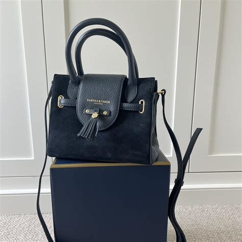 Fairfax & Favor Mini Windsor handbag in navy. Barely... - Depop