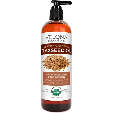 Velona Usda Certified Organic Flaxseed Oil Oz Unrefined Cold