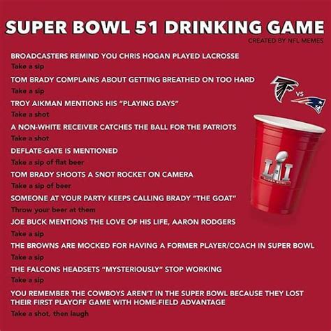 Super Bowl Drinking Game Fun Party Activity