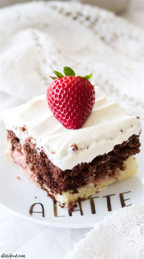 Neapolitan Sheet Cake With Whipped Cream Cheese Frosting A Latte Food