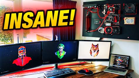 Insane Wall Mounted Pc Setup Setup Spotlight Youtube