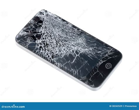 Apple Iphone With Broken Screen Stock Image Image Of Isolated Black