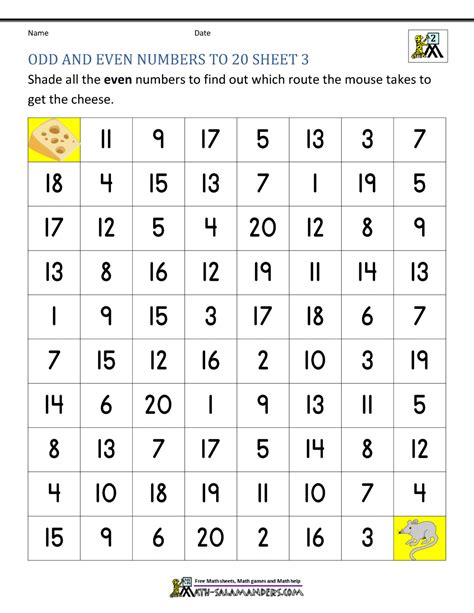 Odd And Even Numbers Worksheet