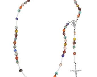 Glassofvenice Murano Glass Sommerso Italian Rosary Etsy