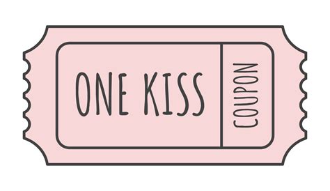 One Kiss Coupon Romantic Ticket Valentine S Day Design Element