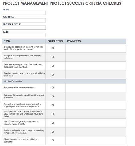 Free Project Success Templates And Checklists Smartsheet