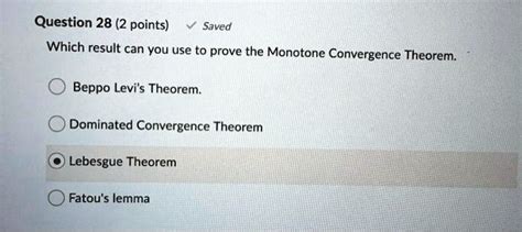 Solved Question Points Saved Which Result Can You Use To Prove