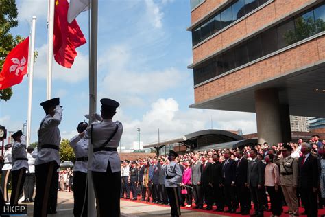 Hong Kong Officials Students Attend Flag Raising Ceremony At Polyu To