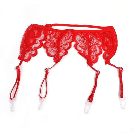 Sexy Women Lace Garter Female Silk Stockings Suspender Belt Wedding Garters Belts Black Red