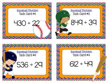 Division Task Cards Baseball By Amy Alvis TPT