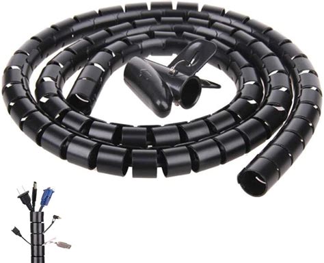 Black Spiral Winding Cable Management Pipe Wire Wrap Line Coiled Tube