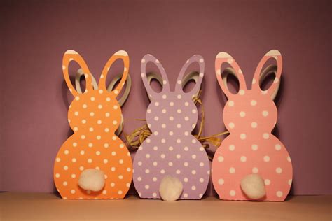 Lot de 3 boîtes lapin en papier motif pois pour pâques papeterie