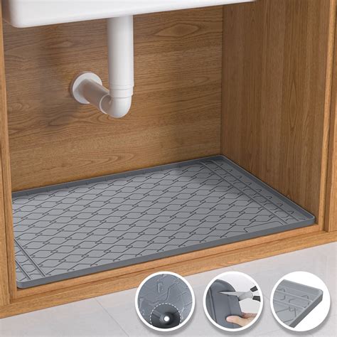 Waterproof Under Sink Mat, 34" x 22" Silicone Under Sink Liner Mat with