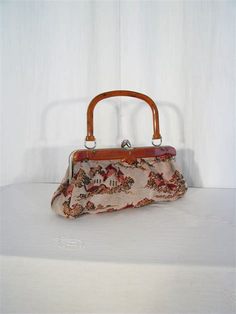 Vintage Purse S Handbag Small Novelty Tapestry Bag Etsy In