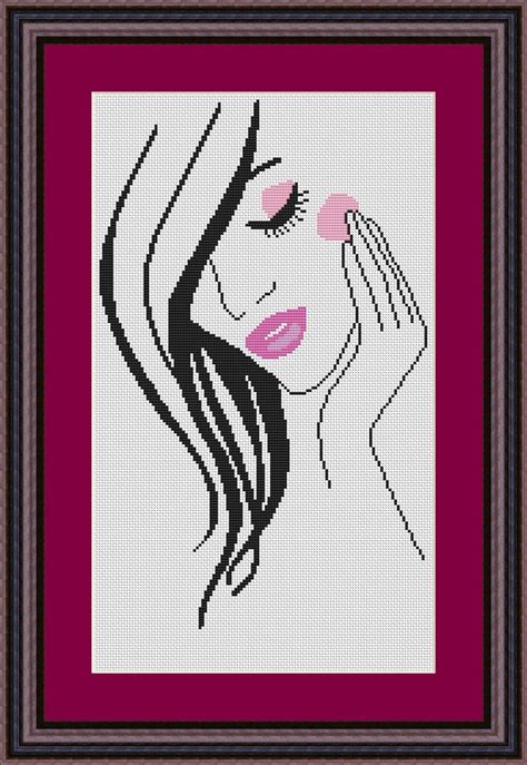 Point De Croix Visage De Femme Cross Stitch Woman S Face Canvas