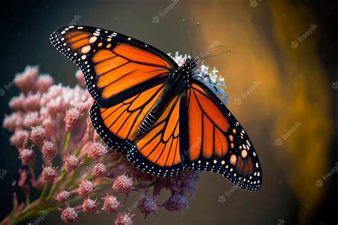 Premium Photo | Beautiful orange monarch butterfly in outdoor flower garden