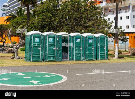 Ensenada Bc Mexico June 4 2023 Green Portable Restroom Toilets