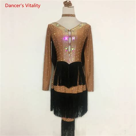 Vestidos de dança latina das mulheres meninas alta qualidade personalizado rumba samba dança