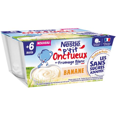 Nestle P Tit Onctueux Pot Dessert Lact Au Fromage Blanc La Banane